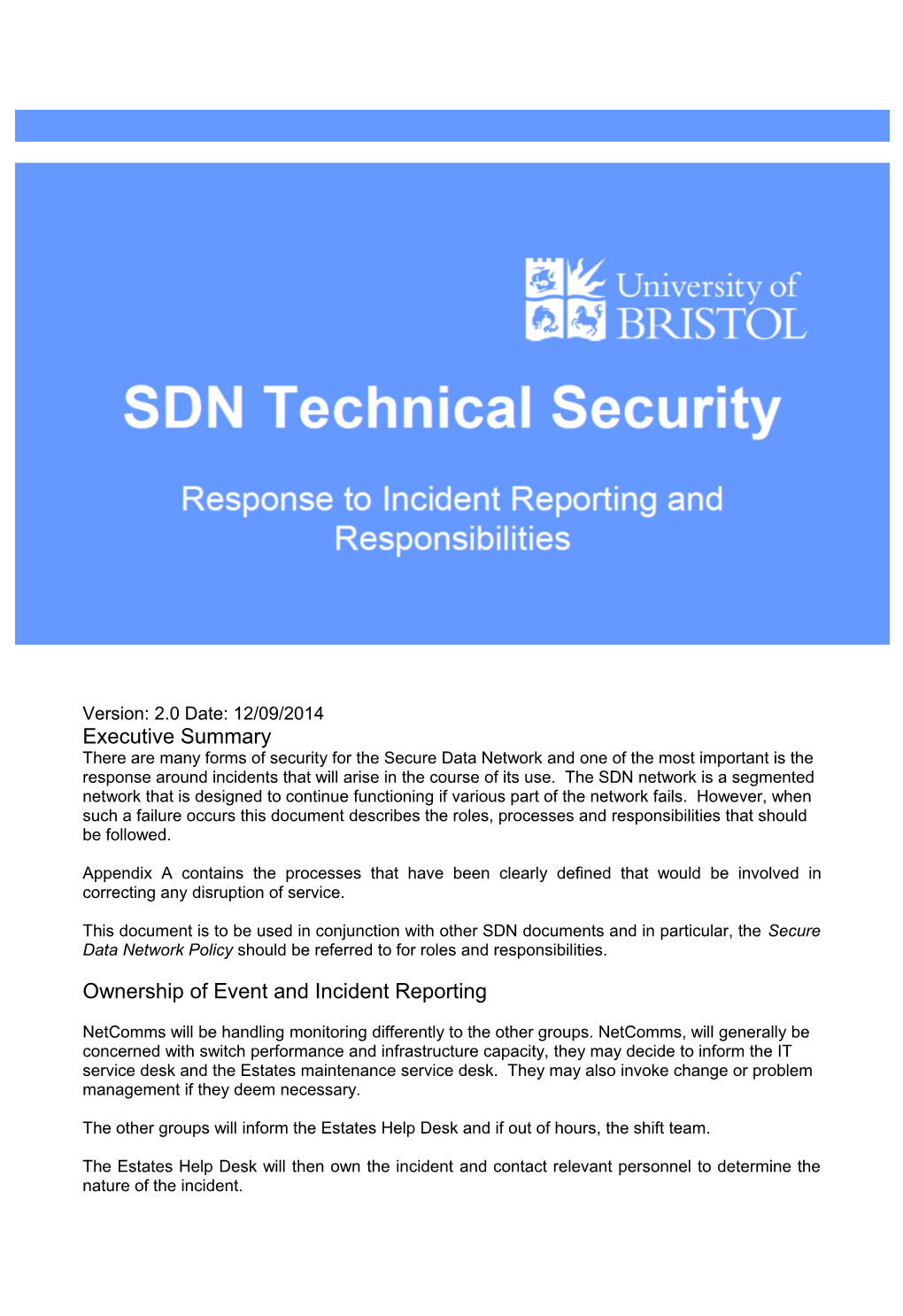 Ownership of Event and Incident Reporting