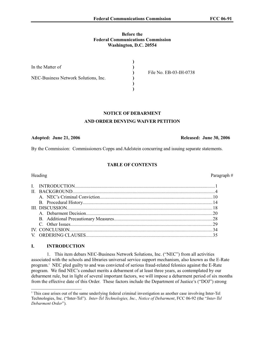 Federal Communications Commissionfcc 06-91