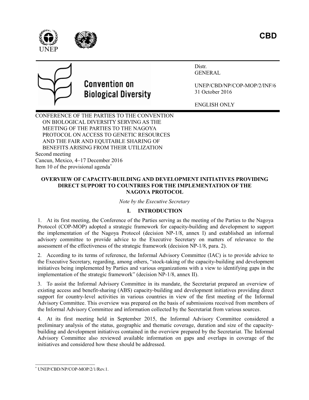 Overview of Capacity-Building and Development Initiatives Providing Direct Support to Countries