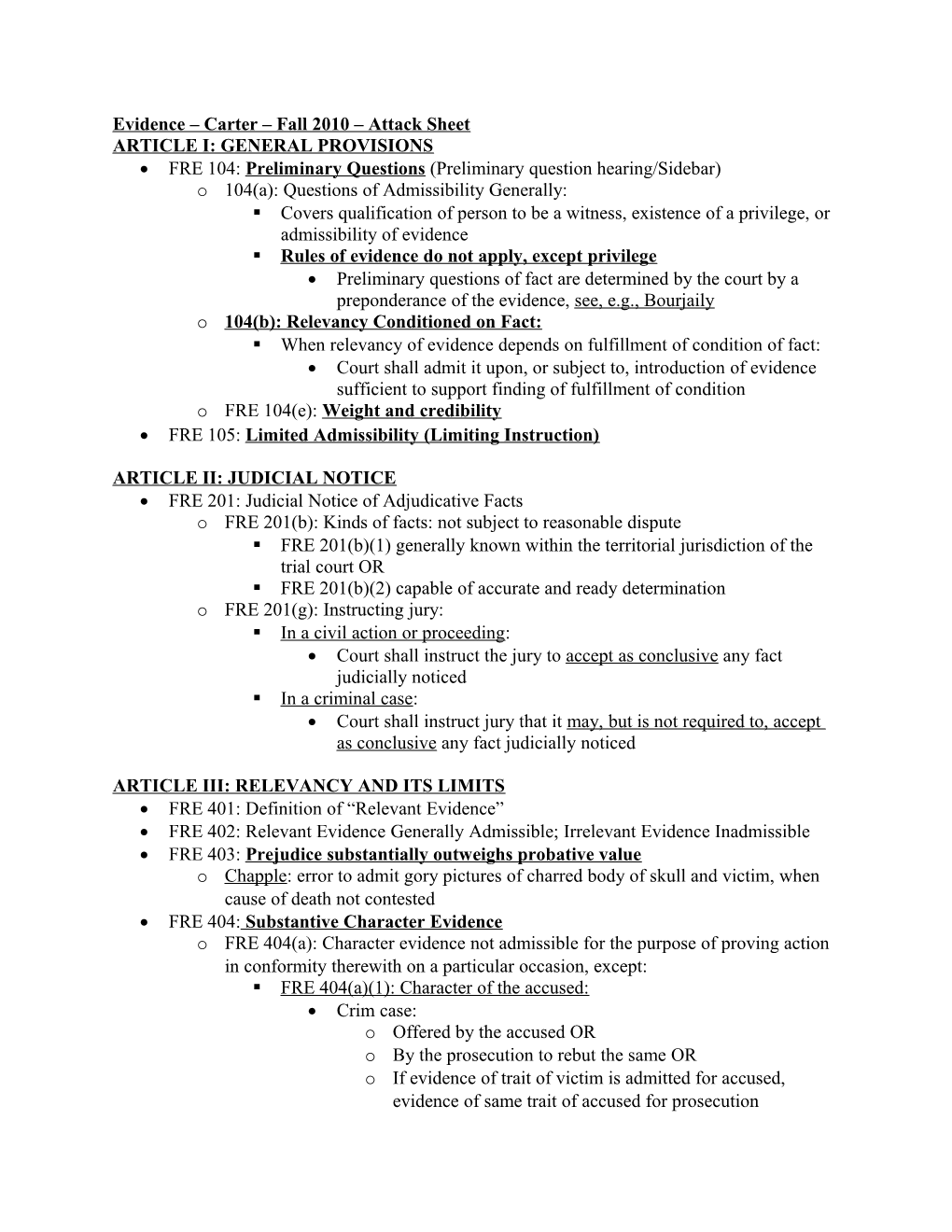 Evidence Carter Fall 2010 Attack Sheet