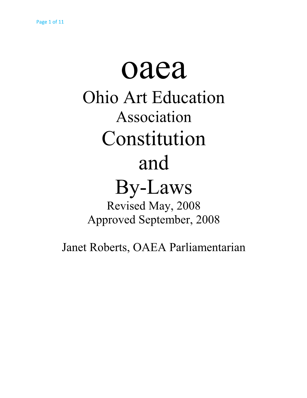 The Organization Shall Be Known As the Ohio Art Education Association