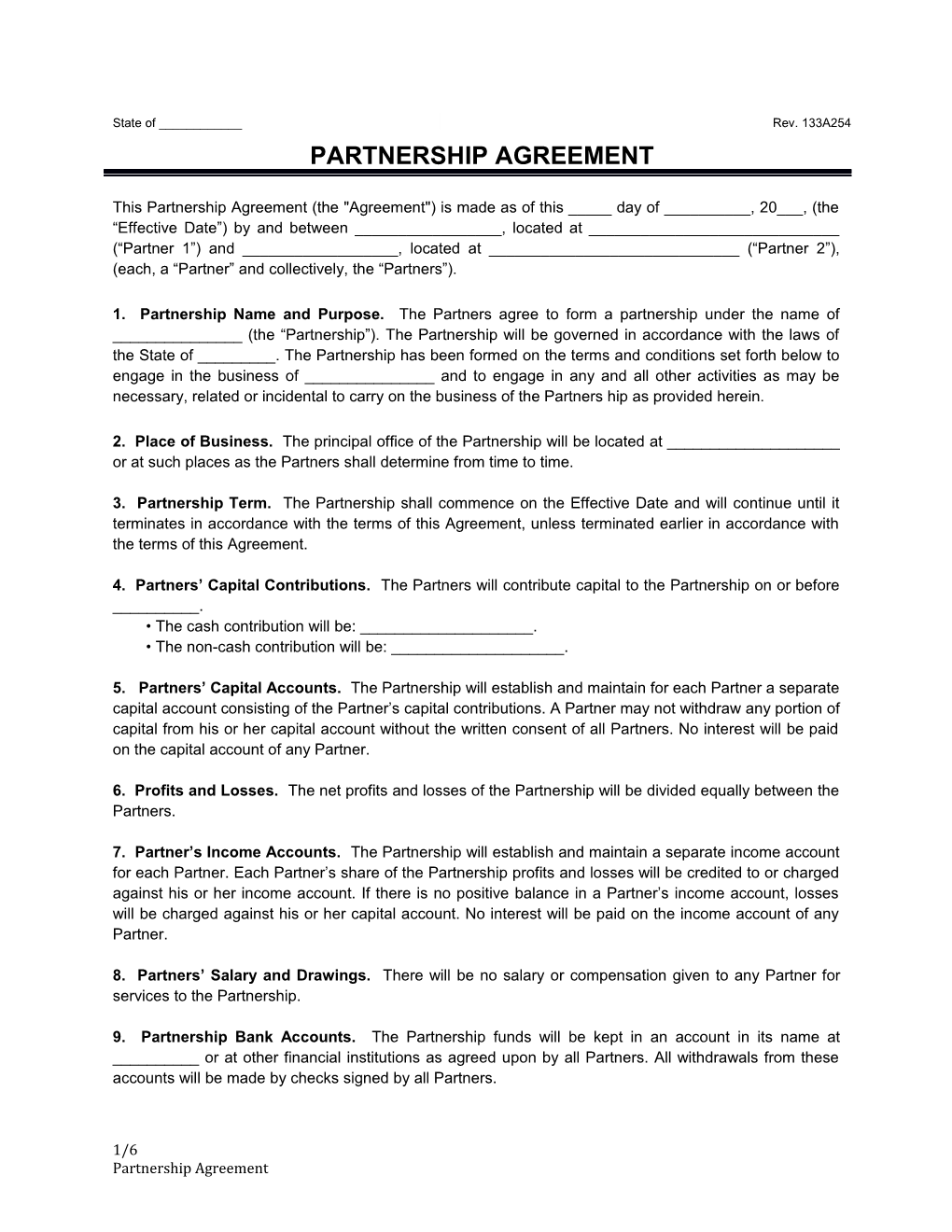 This Partnership Agreement (The Agreement ) Is Made As of This _____ Day of ______, 20___