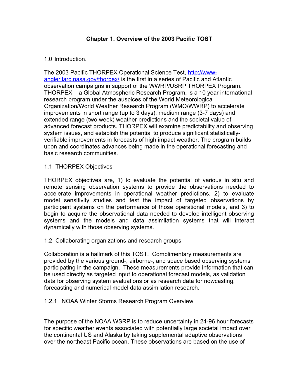 Chapter 1. Overview of the 2003 Pacific TOST