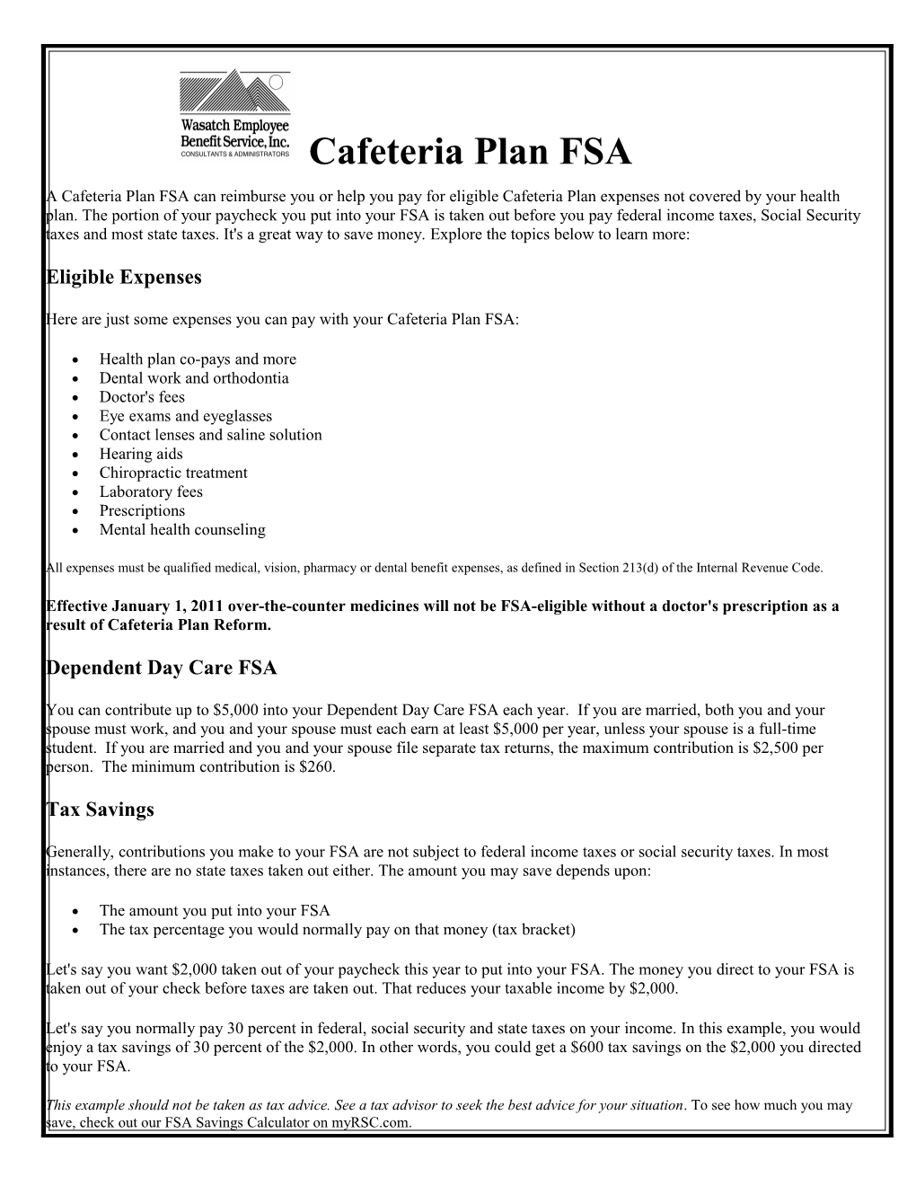 Health Plan Co-Pays and More