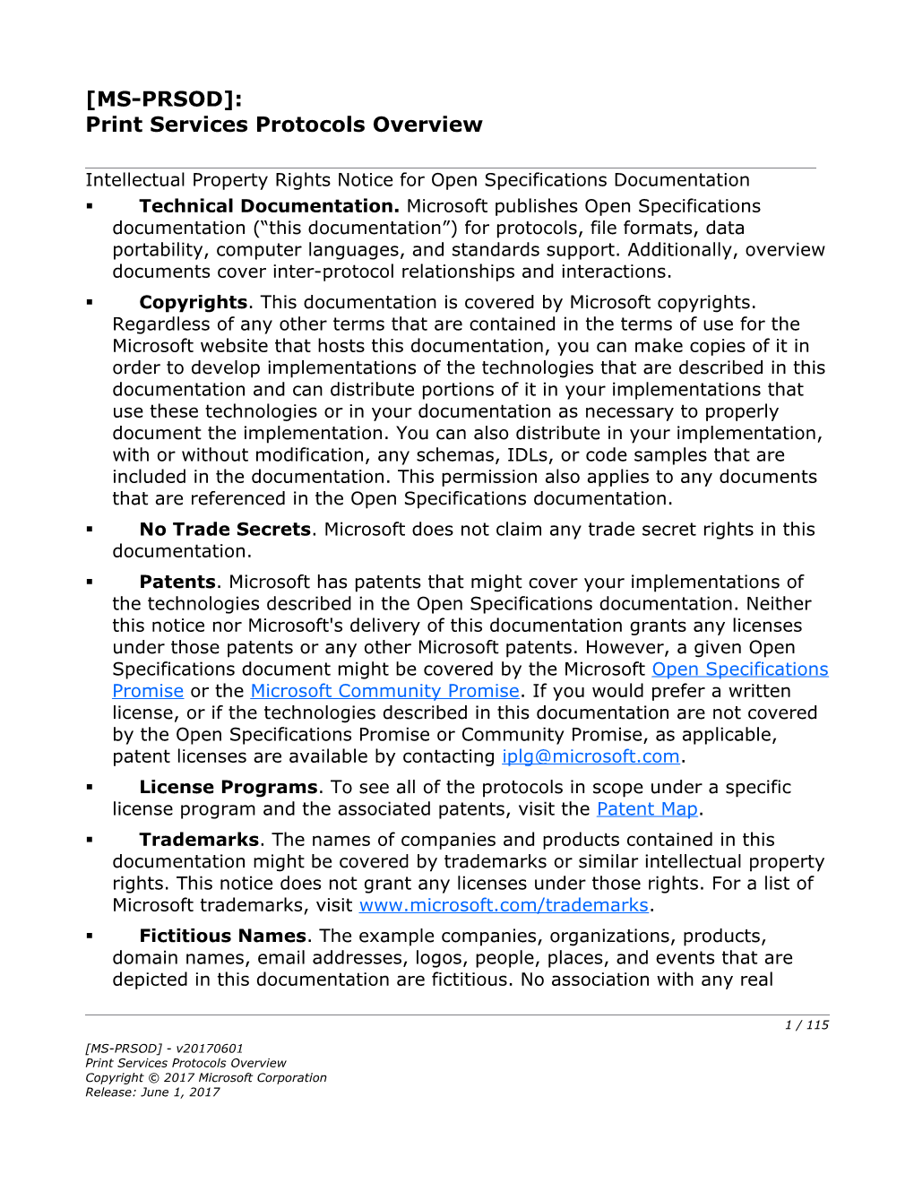 Print Services Protocols Overview