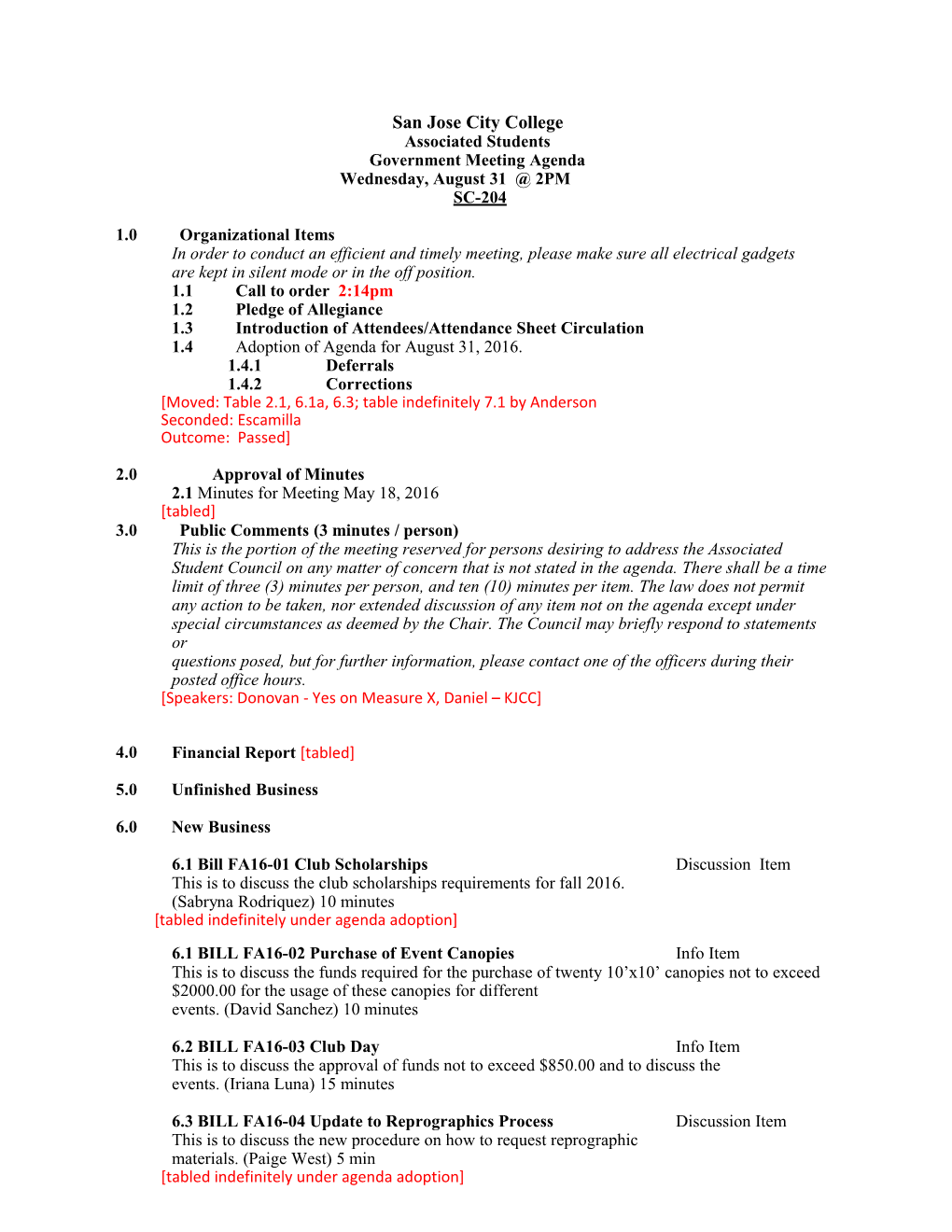 San Josecitycollege Associatedstudentsgovernment Meetingagenda