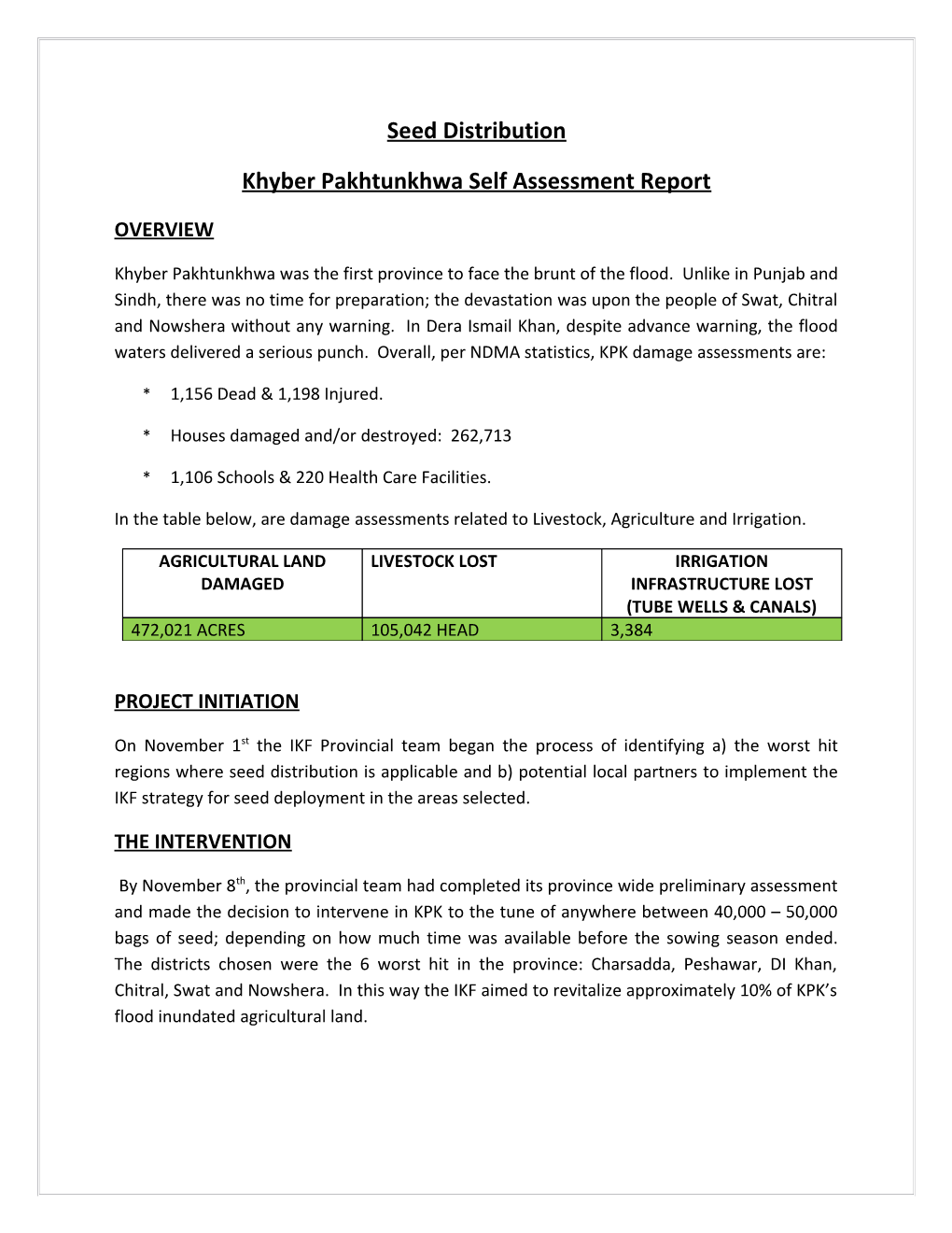 Khyber Pakhtunkhwaself Assessment Report