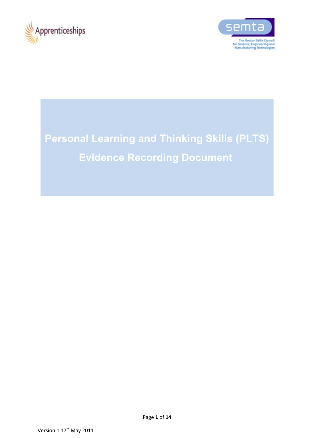 2. Using the PLTS Evidence Recording Document6
