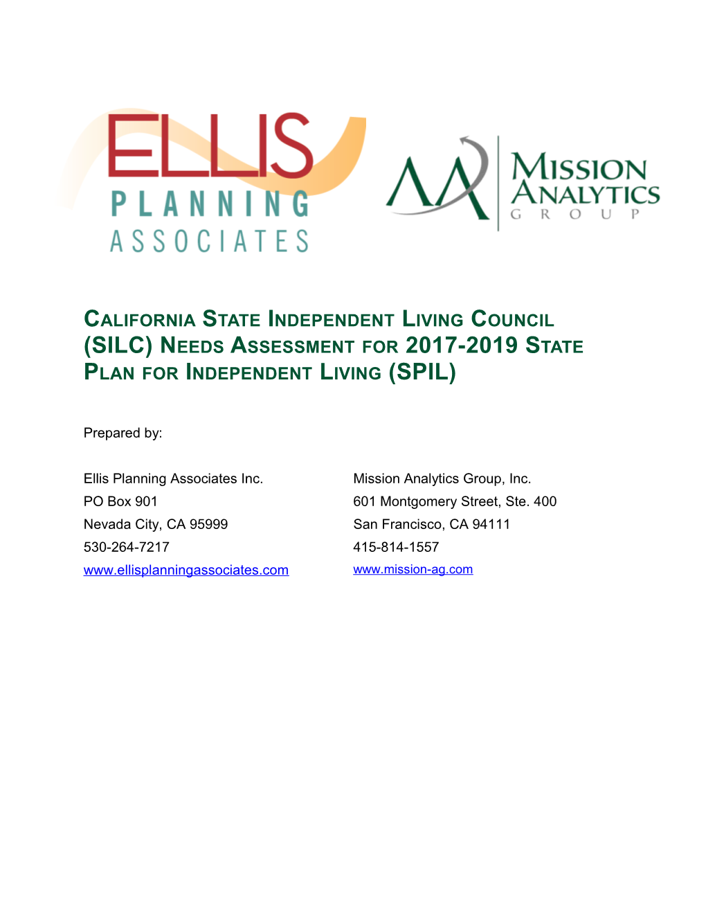 California State Independent Living Council (SILC) Needs Assessment for 2017-2019 State