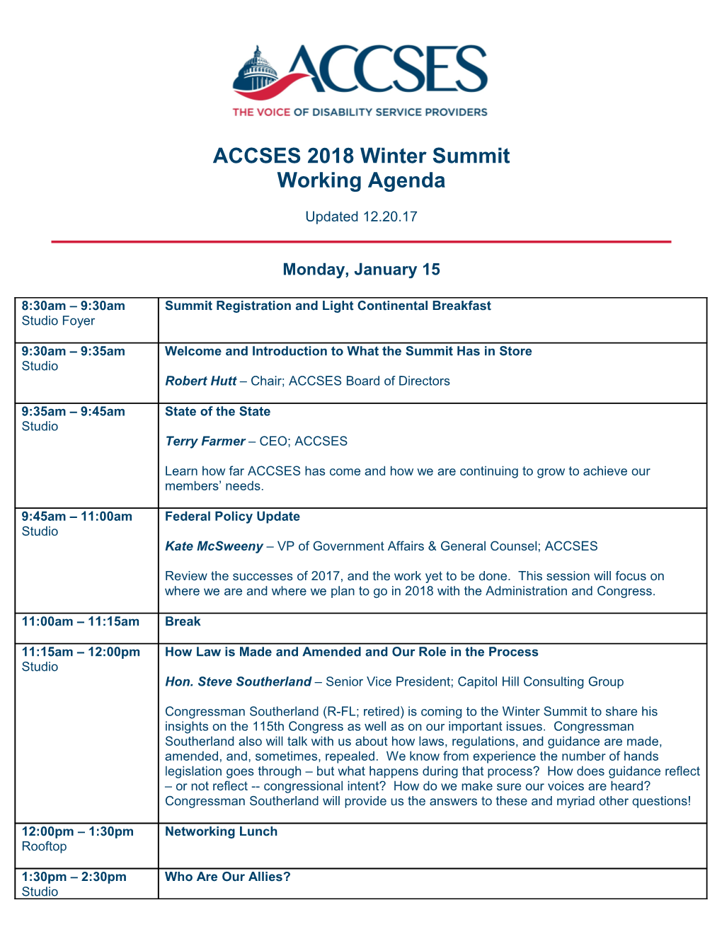 ACCSES 2018 Winter Summit