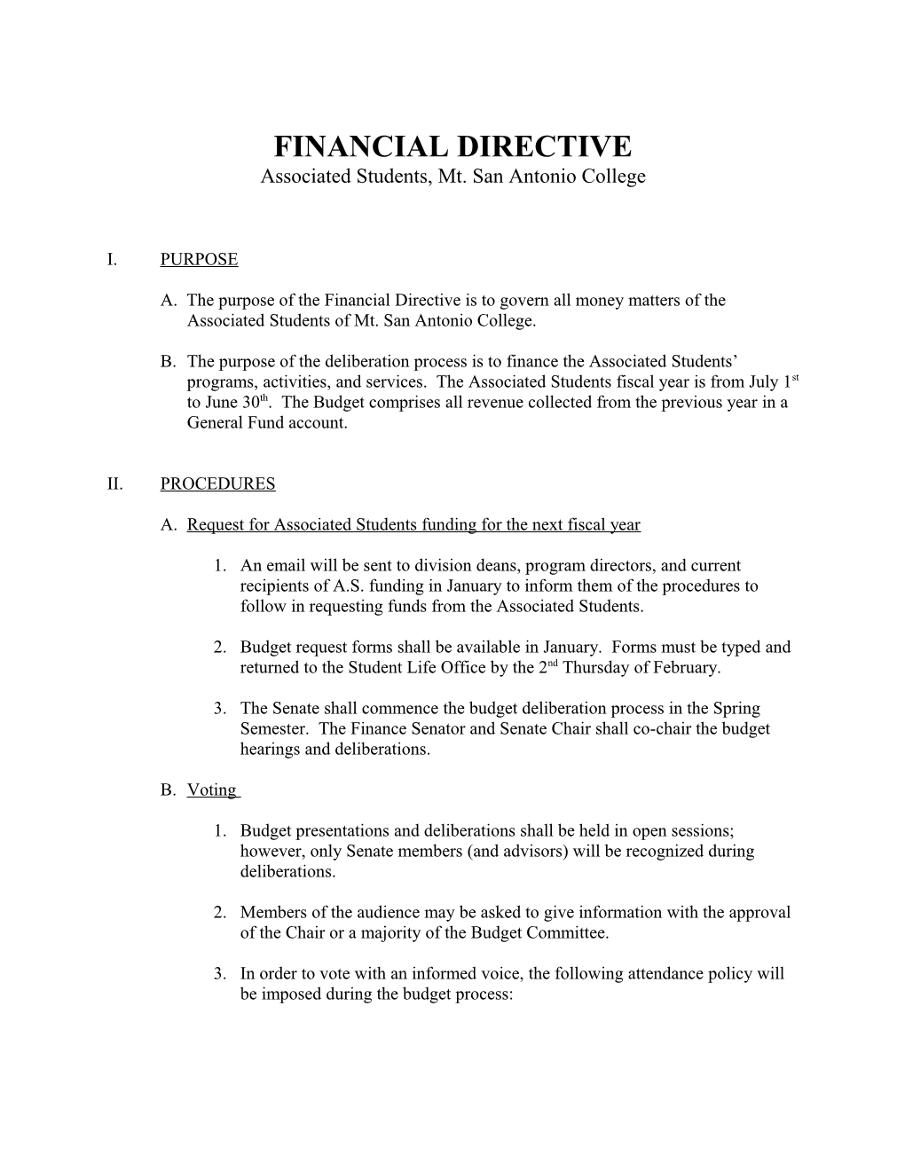 Financial Directive