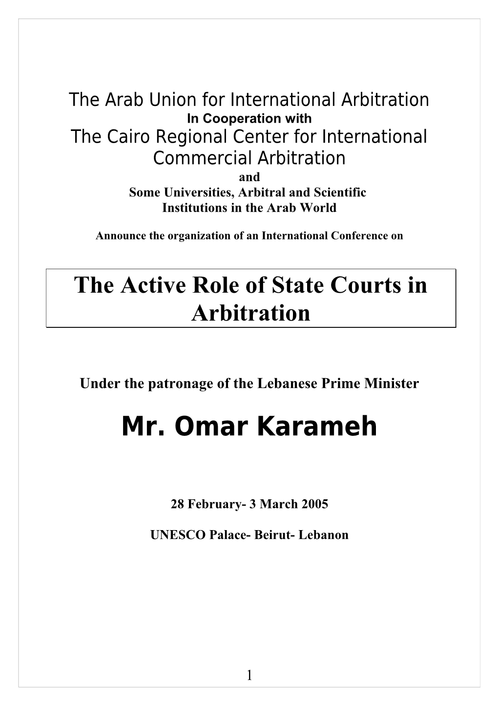 The Arab Union for International Arbitration