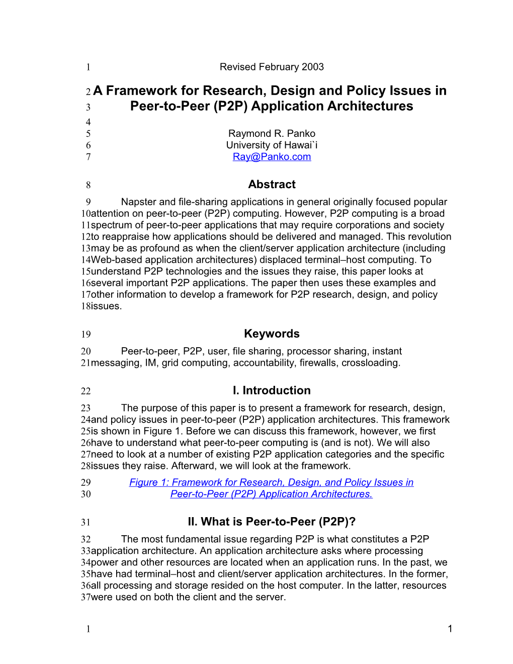 A Framework for Research, Design and Policy Issues in Peer-To-Peer (P2P) Application