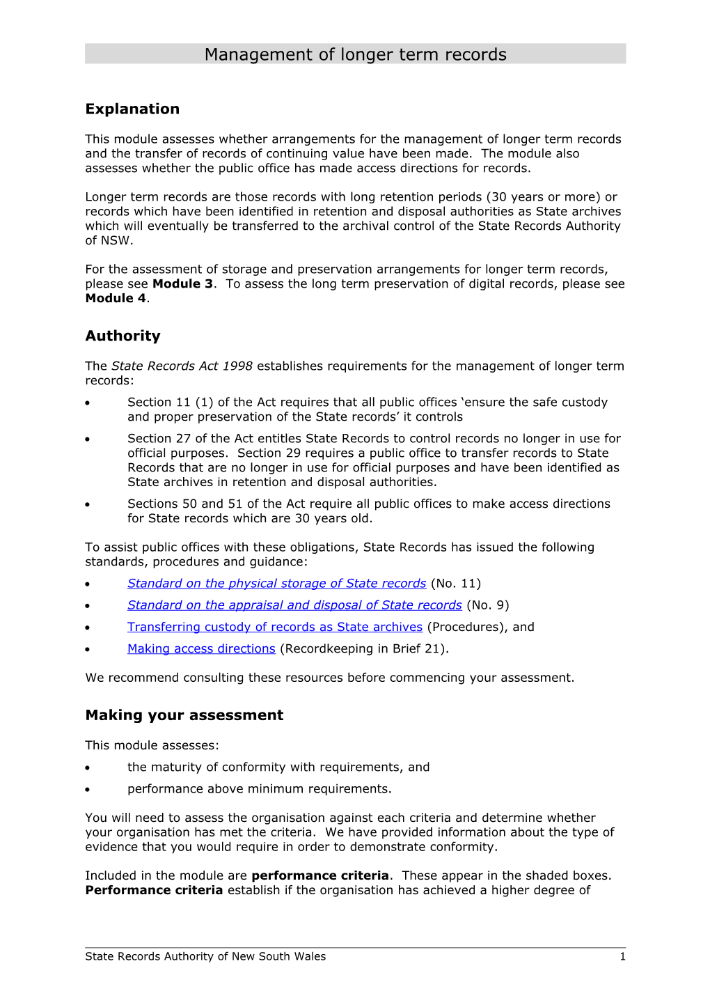 Module 6 Management of Longer Term Recordsseptember 2012