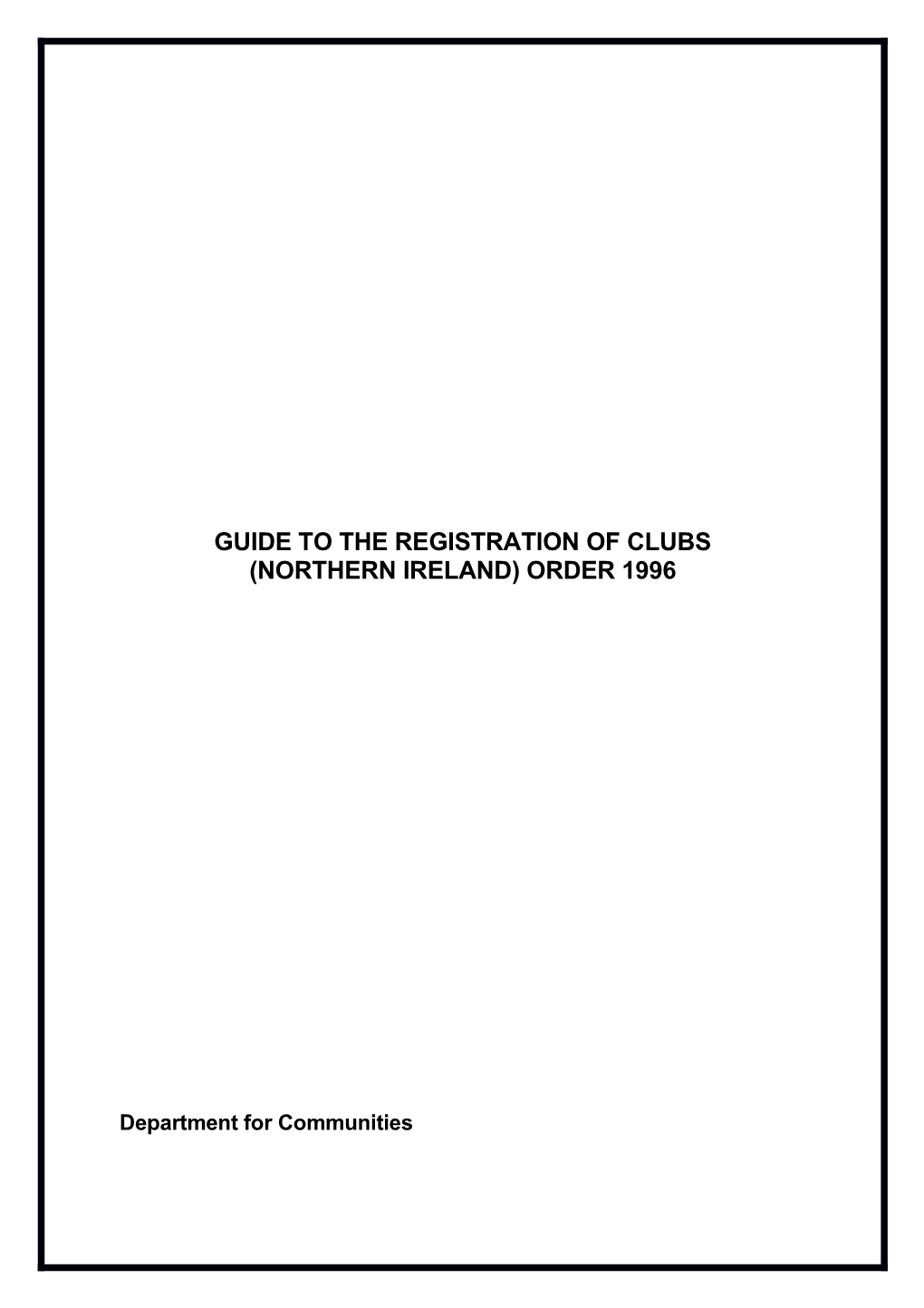 Guide to the Registration of Clubs