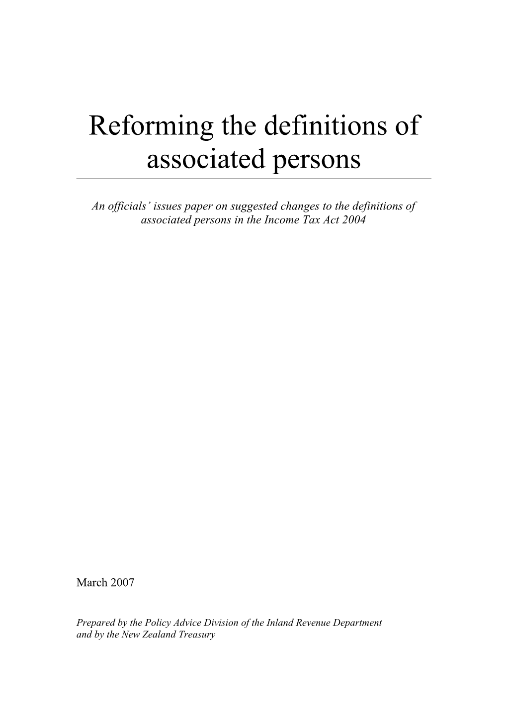 Reforming the Definitions of Associated Persons