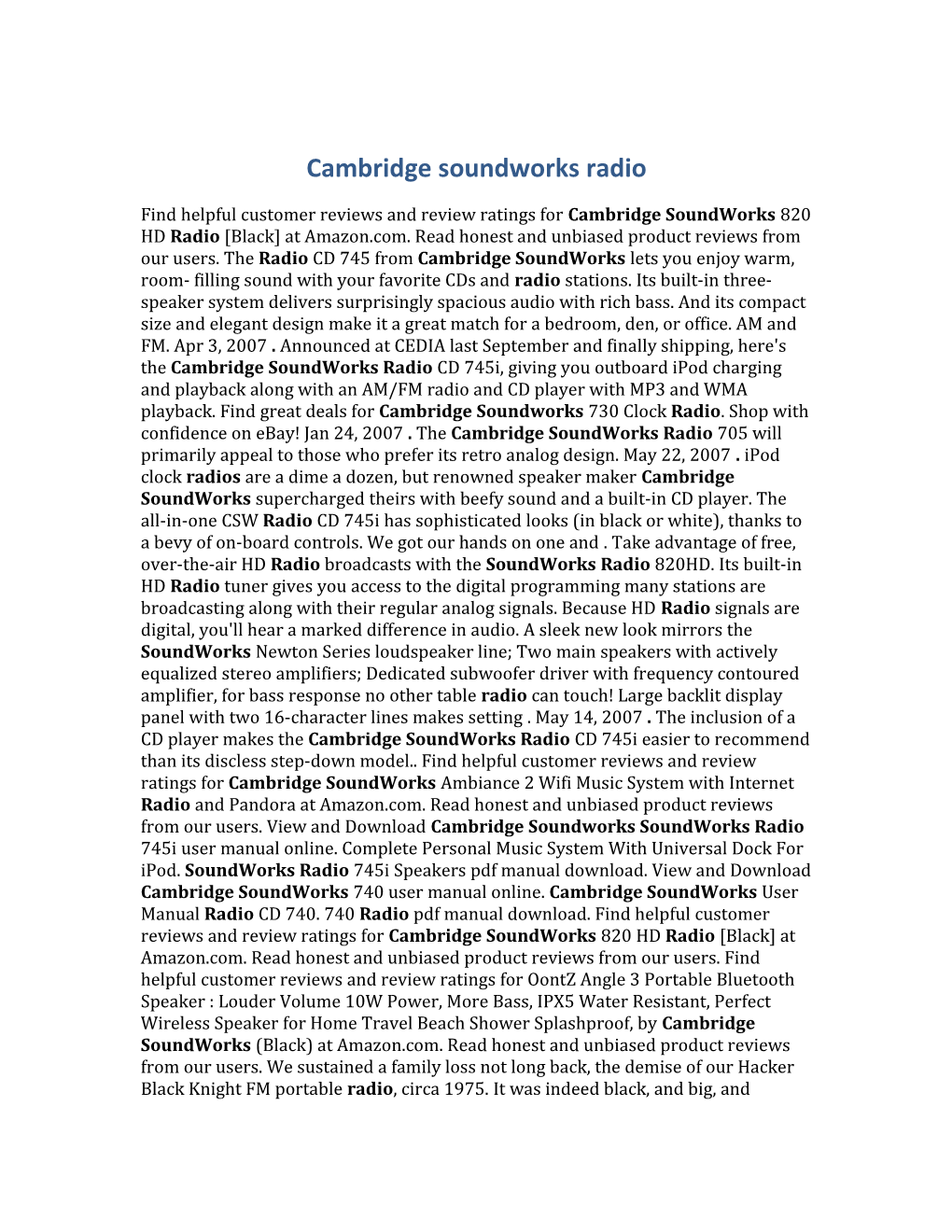 Cambridge Soundworks Radio