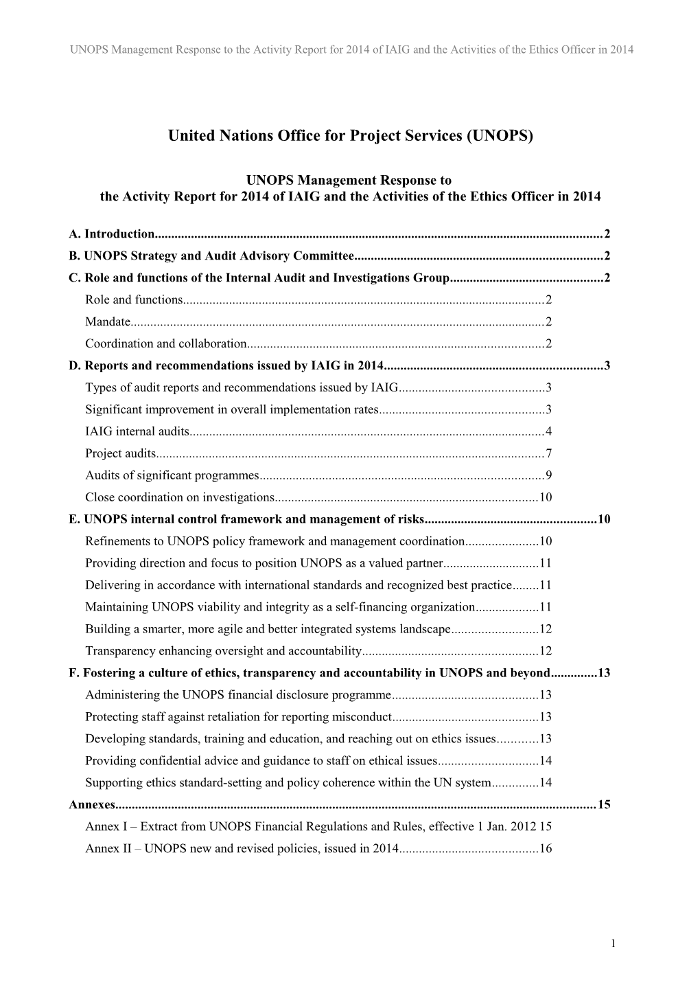 United Nations Office for Project Services (UNOPS)