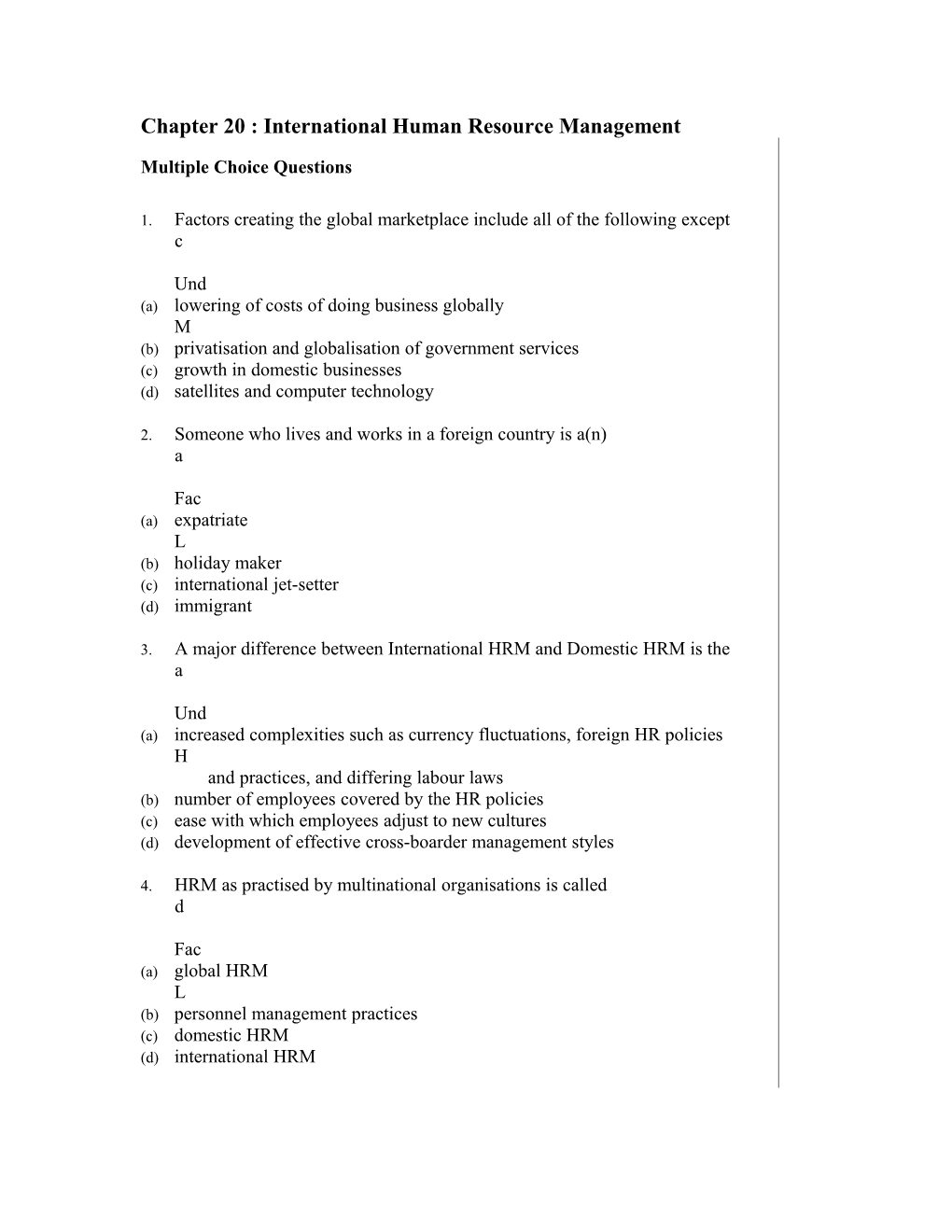 Chapter 20 : International Human Resource Management