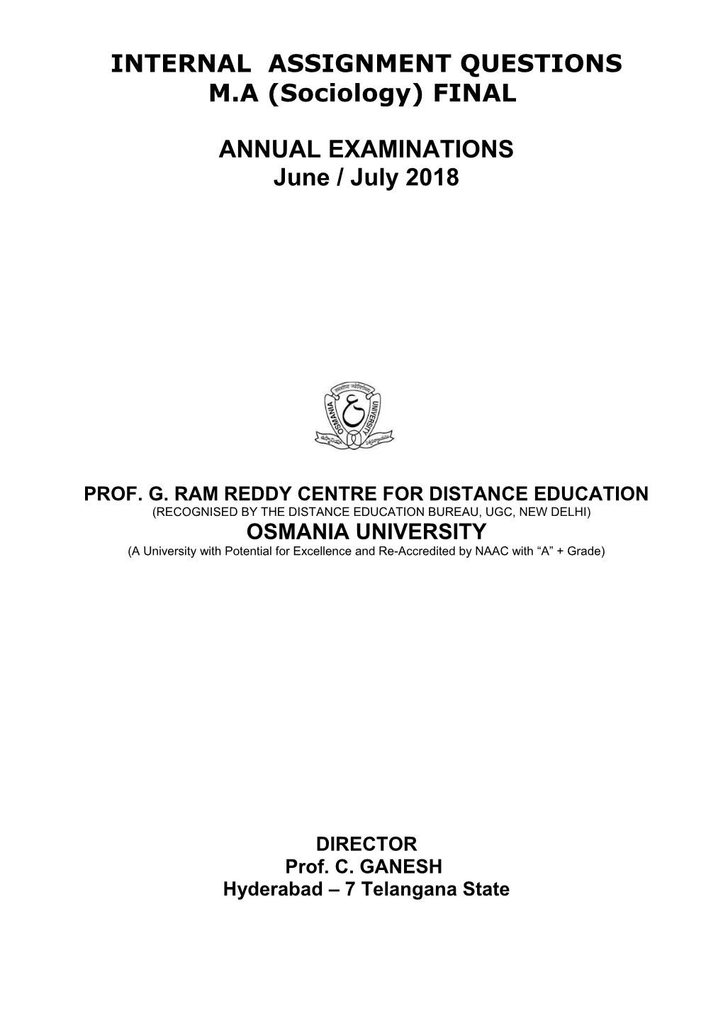 Prof. G. Ram Reddy Centre for Distance Education