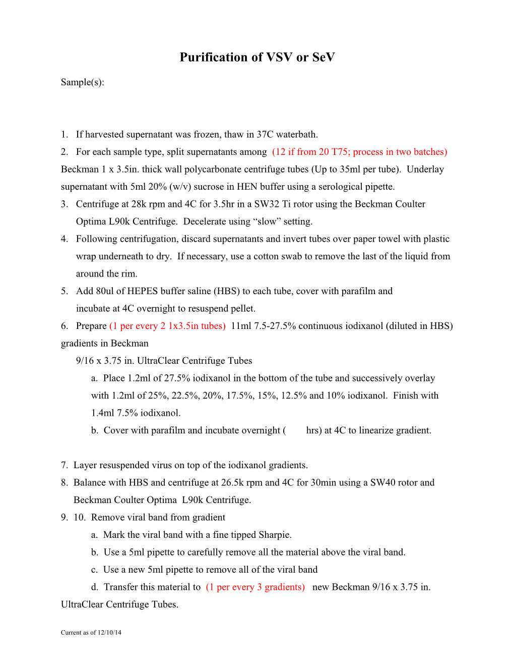 Purification of Virus (Revision 1)