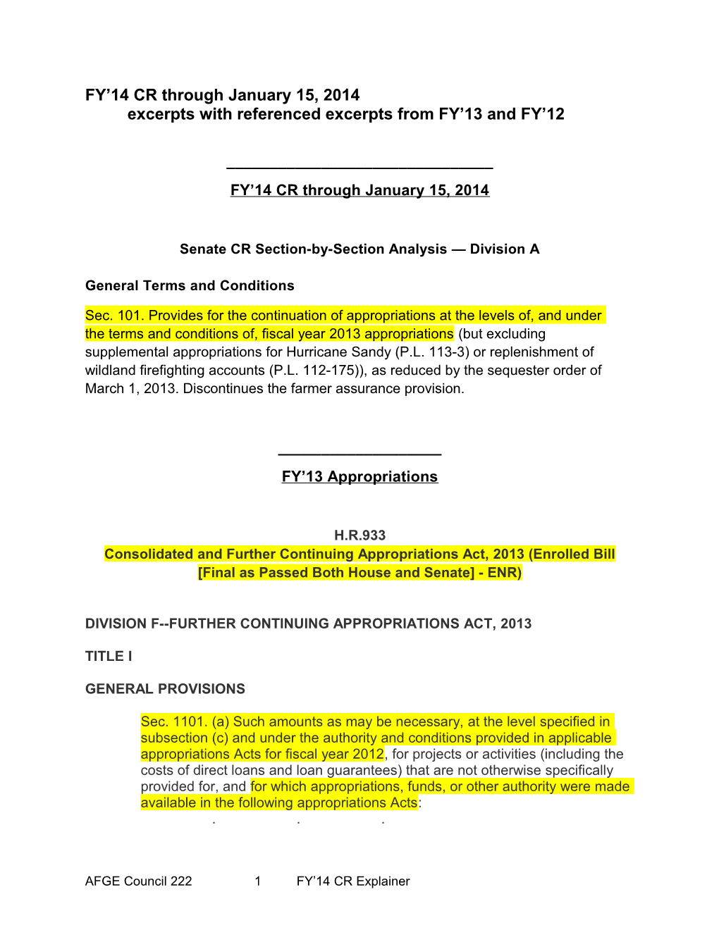 Excerpts with Referenced Excerpts from FY 13 and FY 12