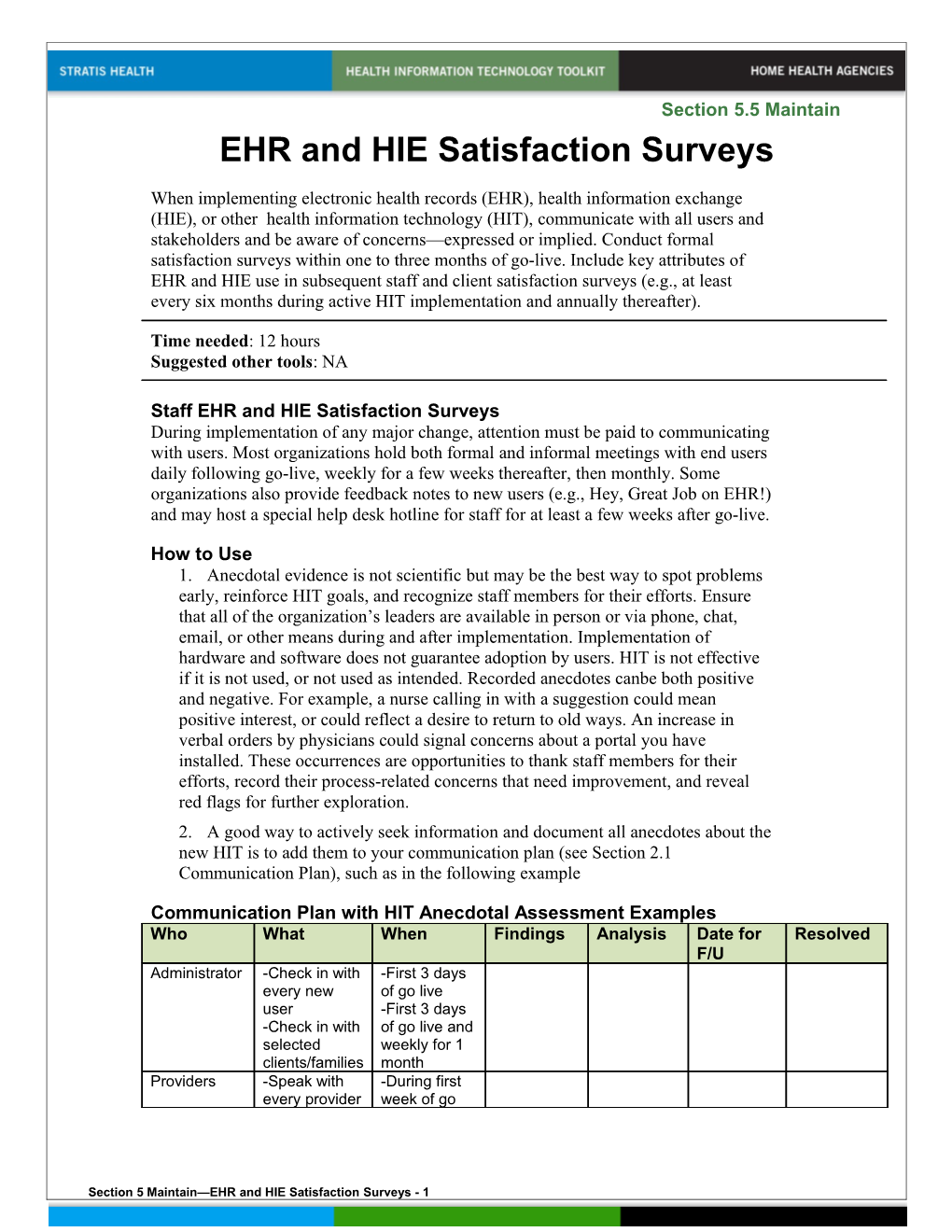 5 EHR and HIE Satisfaction Surveys