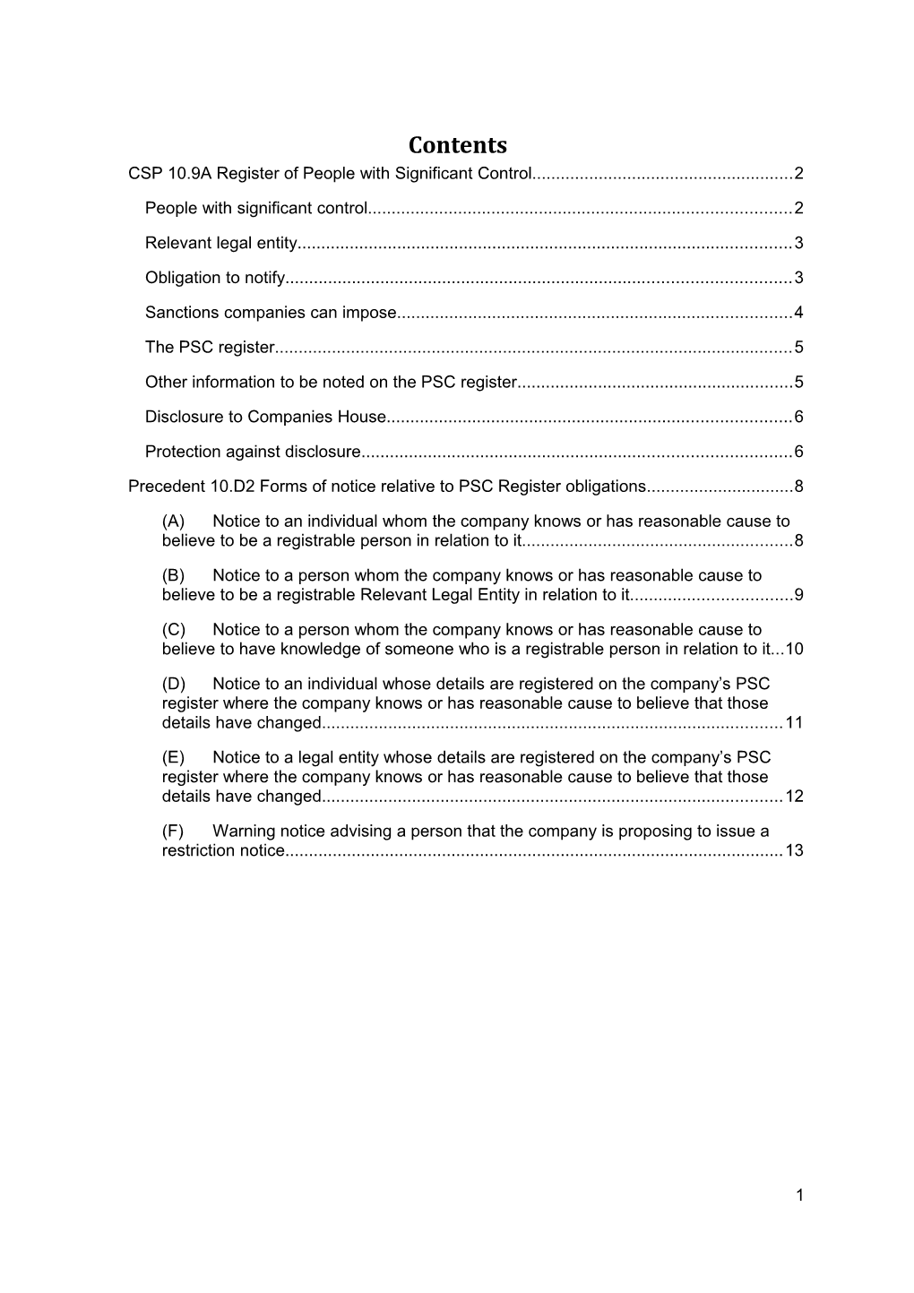 CSP 10.9A Register of People with Significant Control