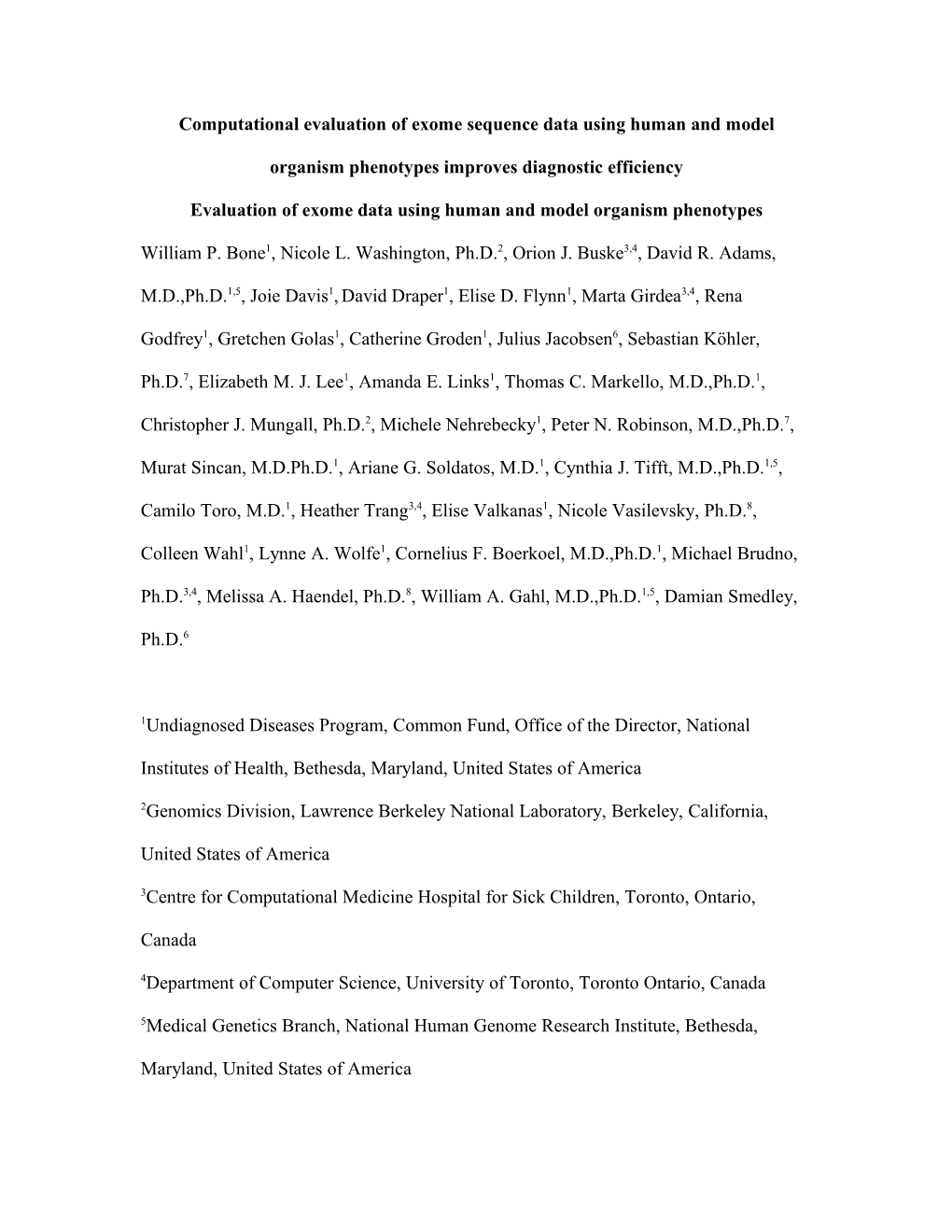 Evaluation of Exome Data Using Human and Model Organism Phenotypes