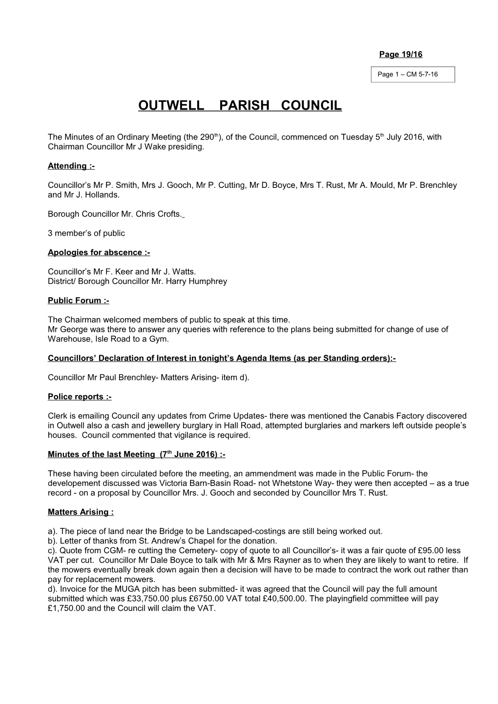 Outwell Parish Council