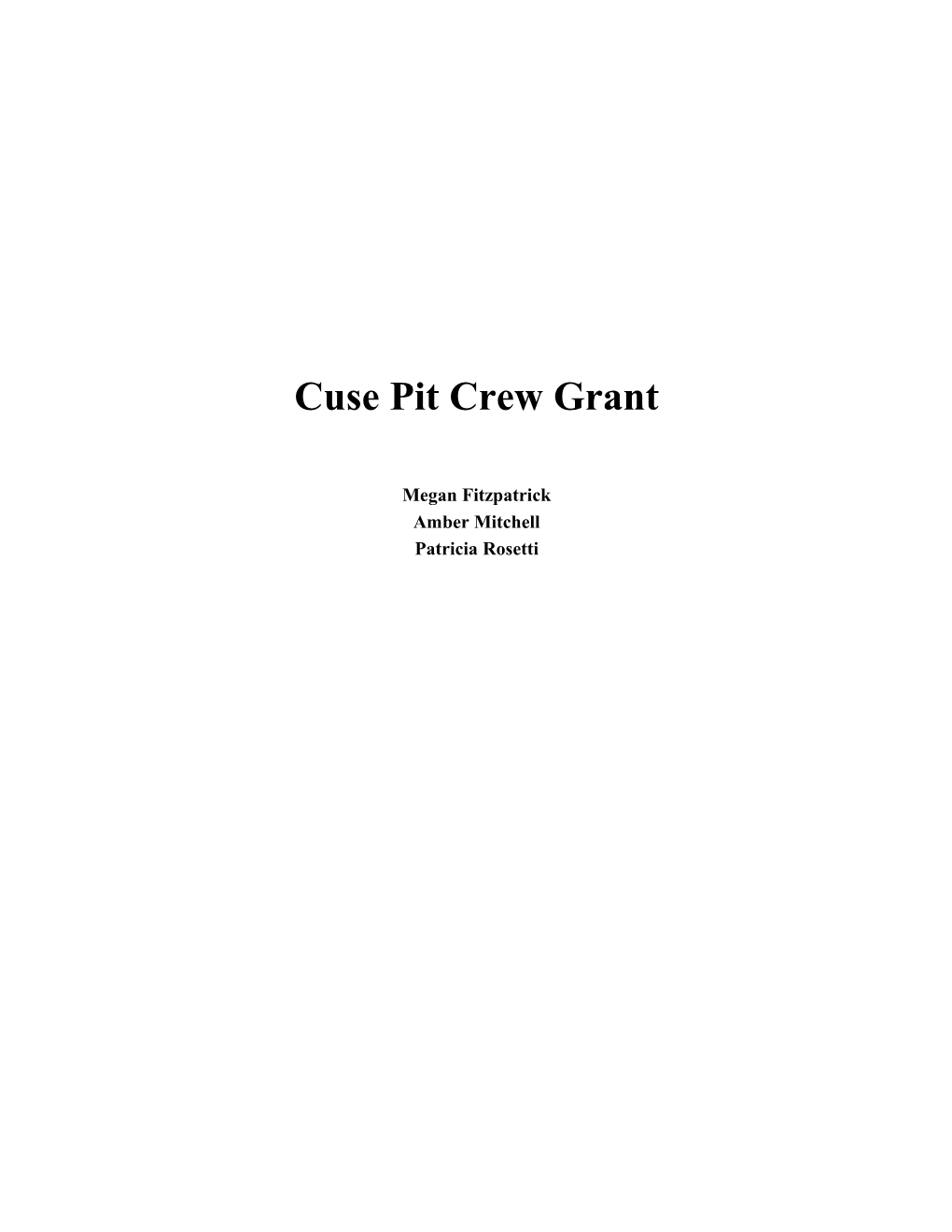 Cuse Pit Crew Grant