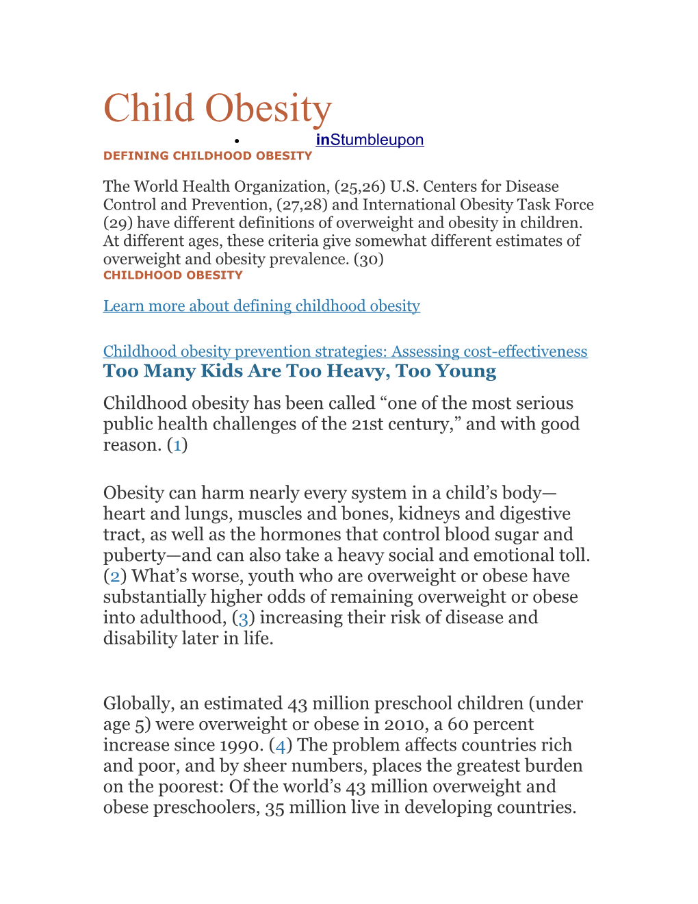 Defining Childhood Obesity