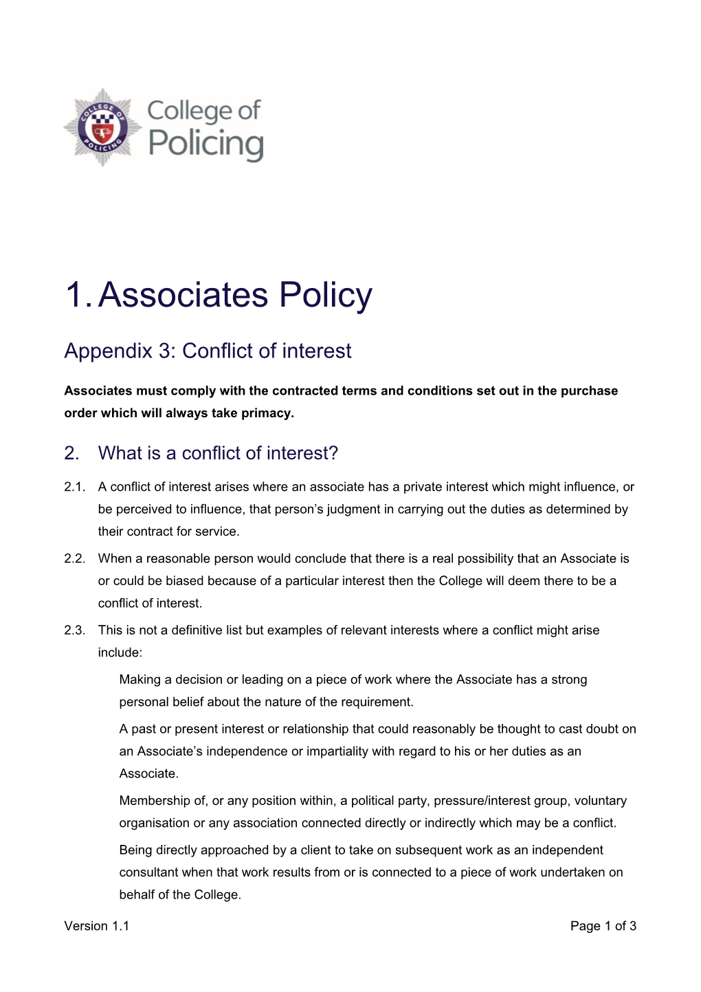 Associates Policyappendix 3: Conflict of Interest