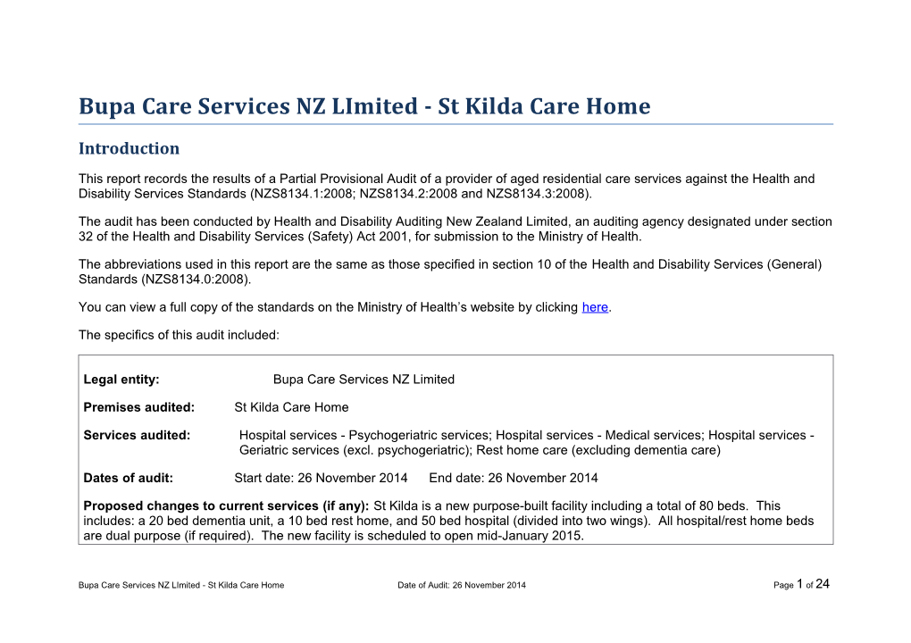 Bupa Care Services NZ Limited - St Kilda Care Home