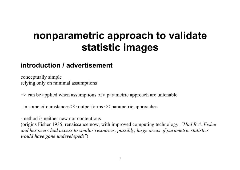 Nonparametric Approach to Validate Statistic Images