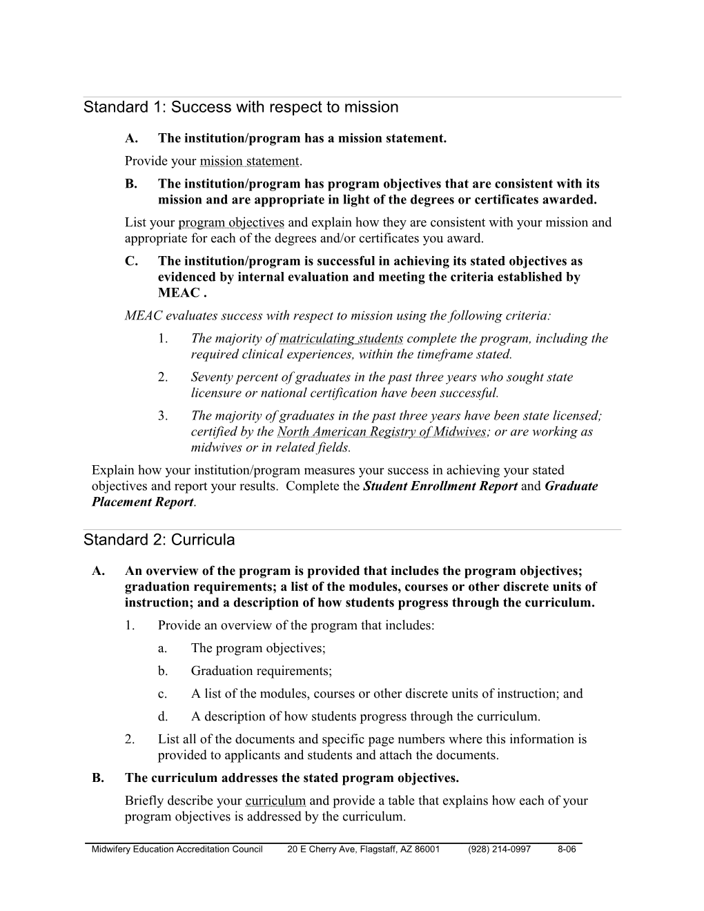 SER Workbook Table of Contents