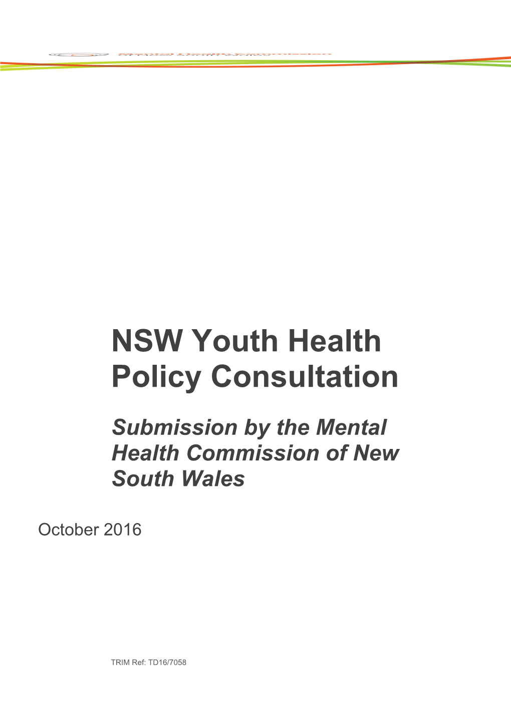 Submission by the Mental Health Commission of New South Wales