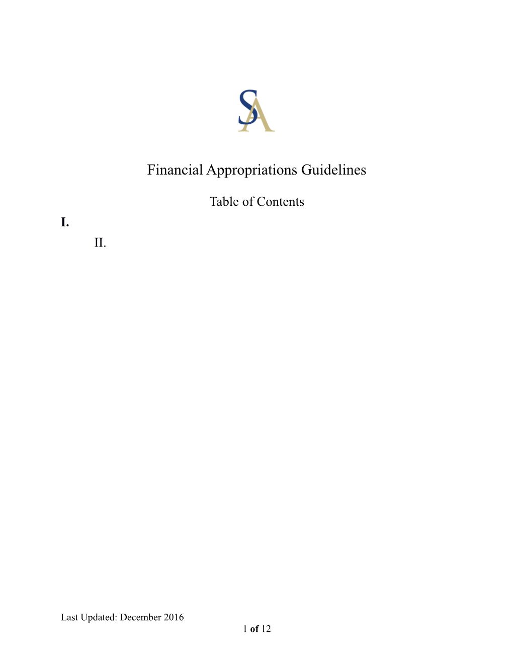 Financial Appropriations Guidelines