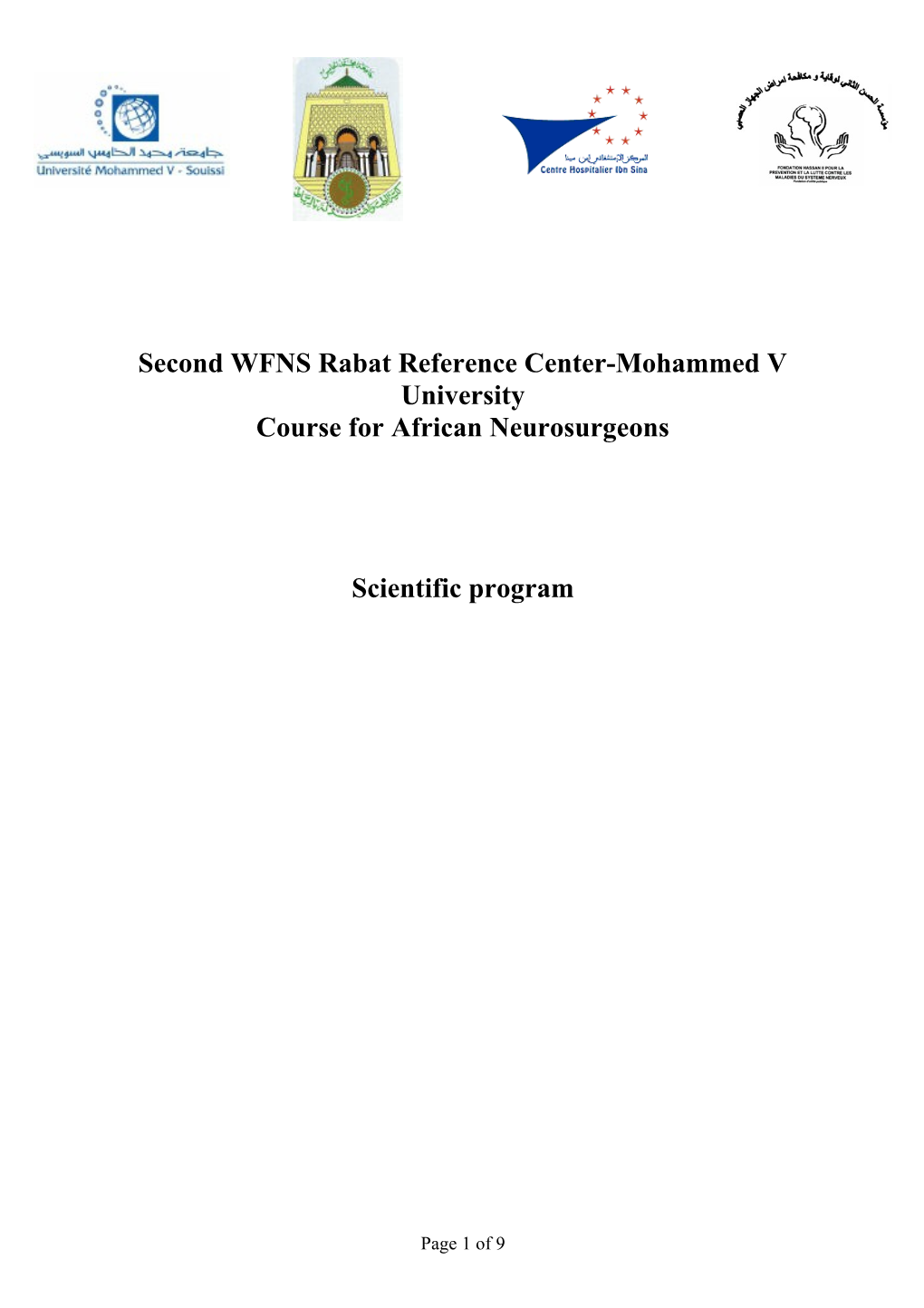 Second WFNS Rabat Reference Center-Mohammed V University
