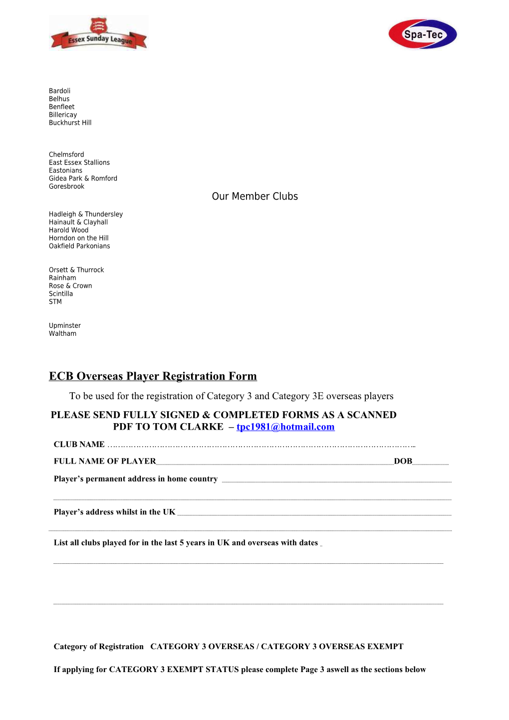 ECB Overseas Player Registration Form