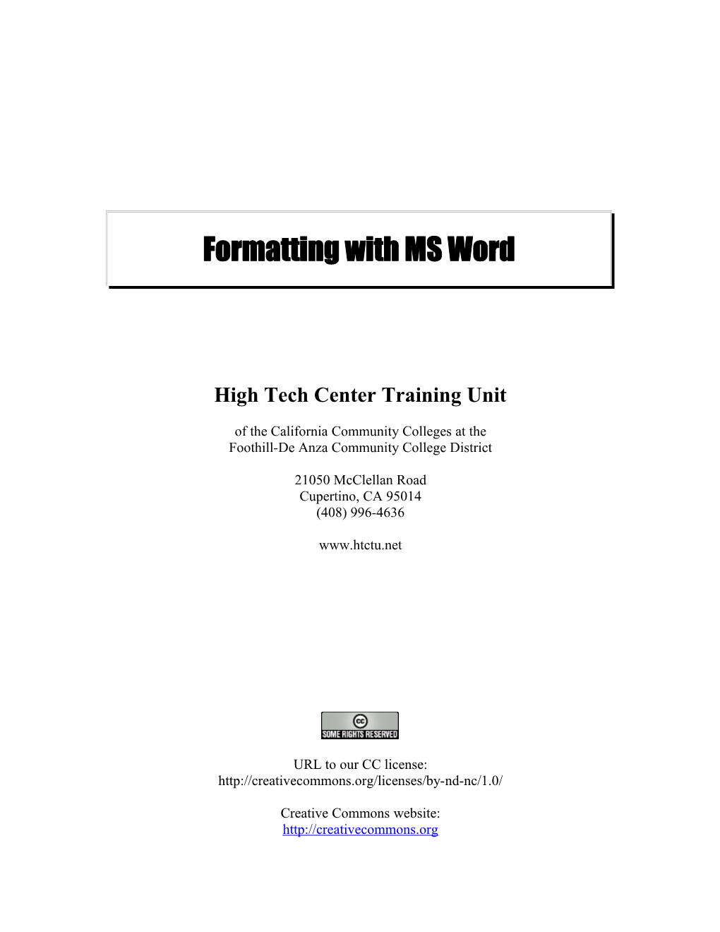Formatting with MS Word