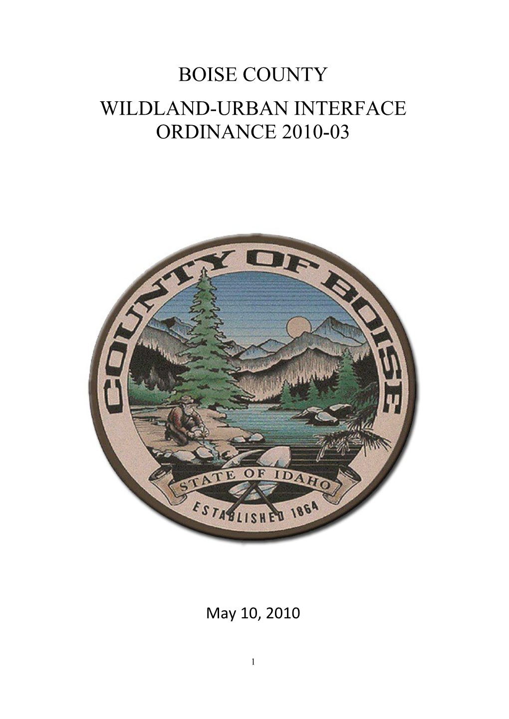 Wildland-Urbaninterface Ordinance 2010-03