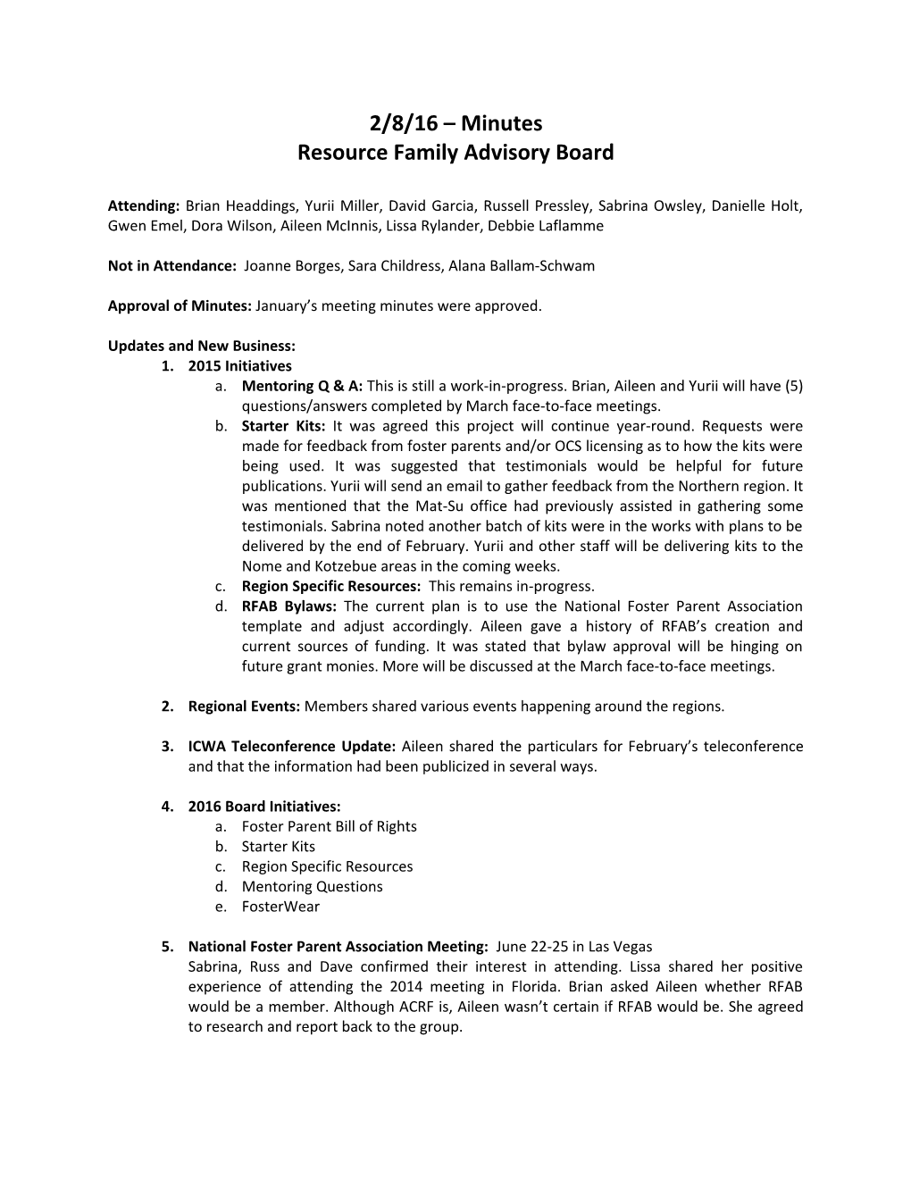 Resource Family Advisory Board