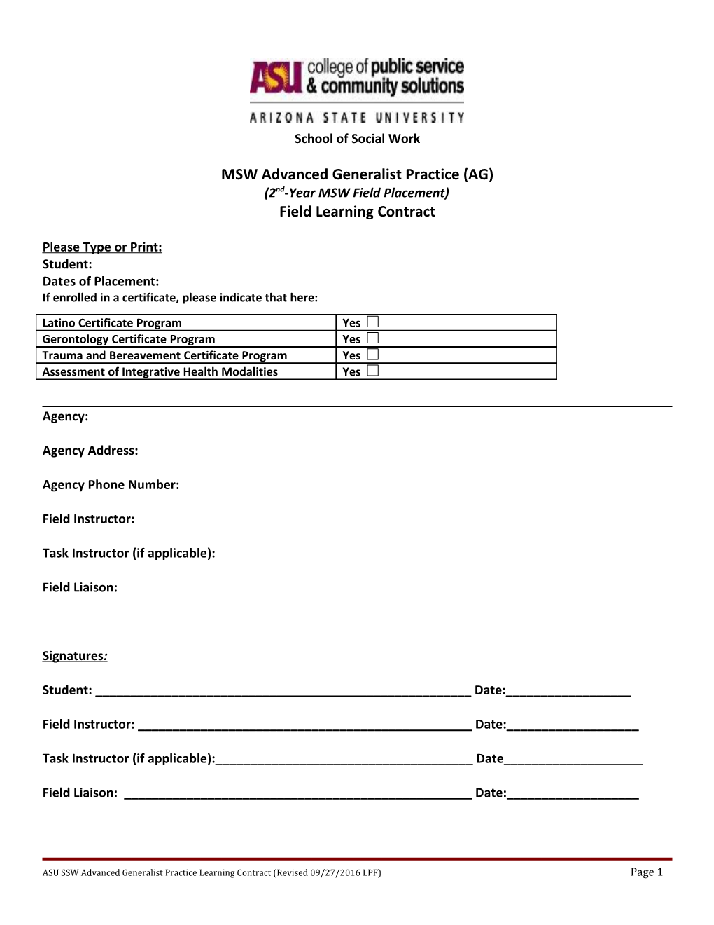 MSW Advanced Generalist Practice (AG)