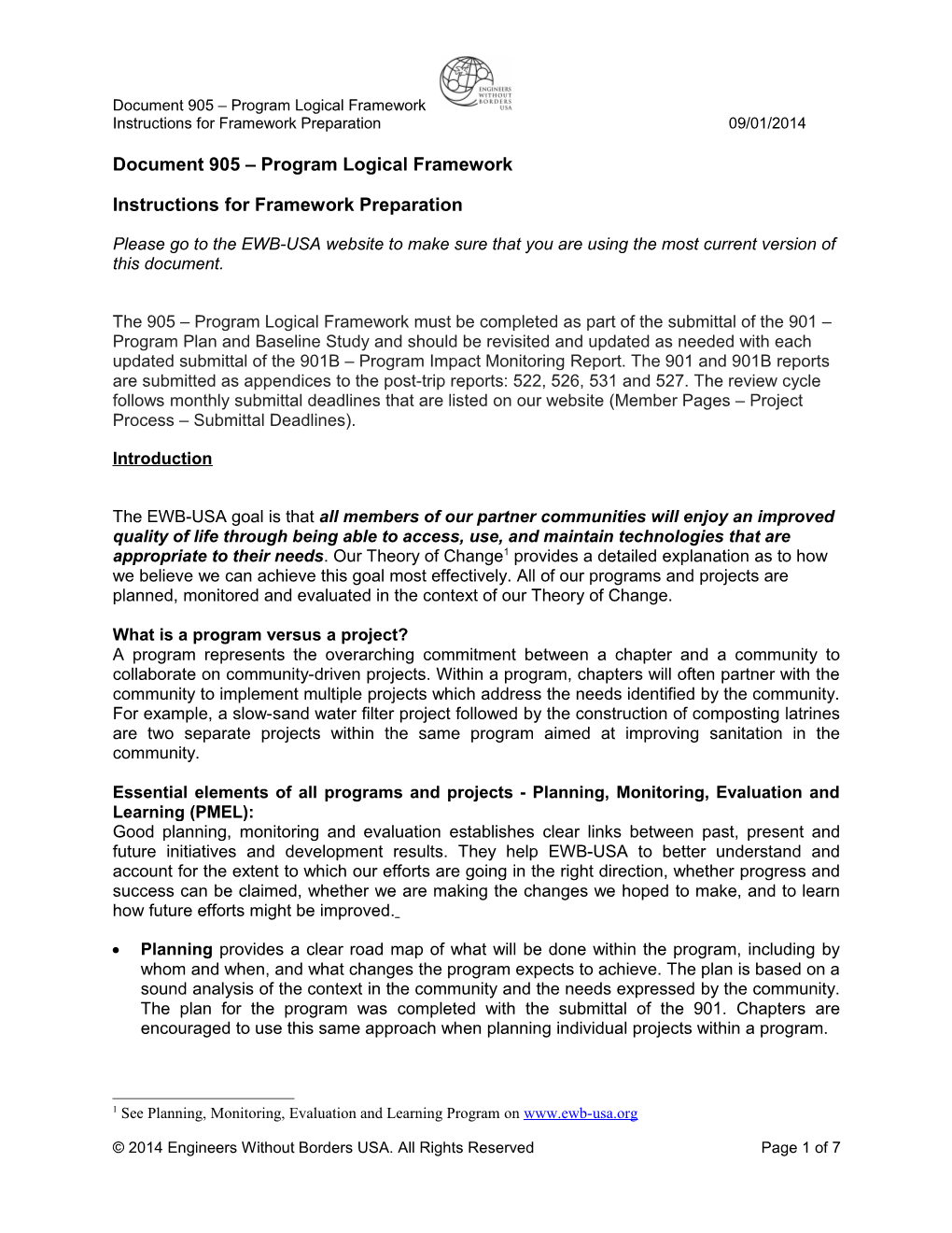 Document 905 Program Logical Framework