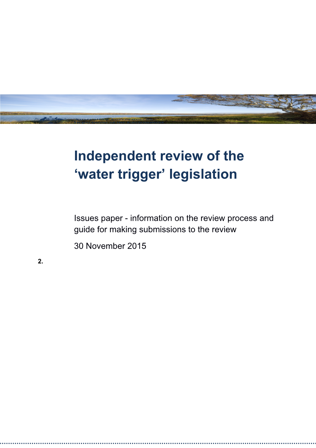 Issues Paper Outline- Review of the Water Trigger