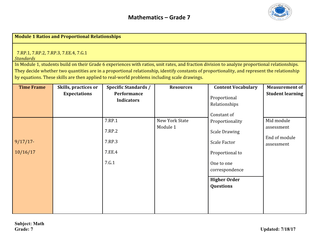 Mathematics Grade 7