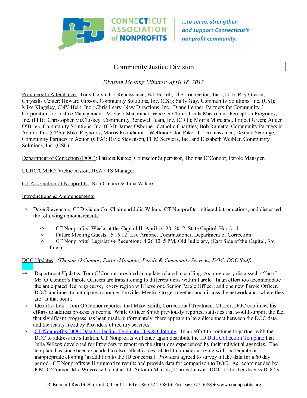 CJ Division Minutes: J Wilcox Page 1 of 3