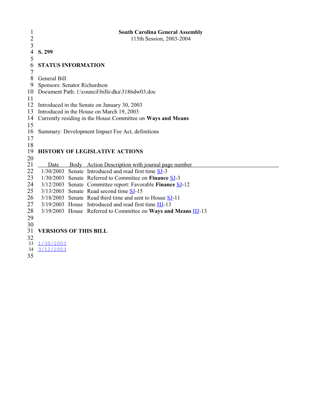 2003-2004 Bill 299: Development Impact Fee Act, Definitions - South Carolina Legislature Online