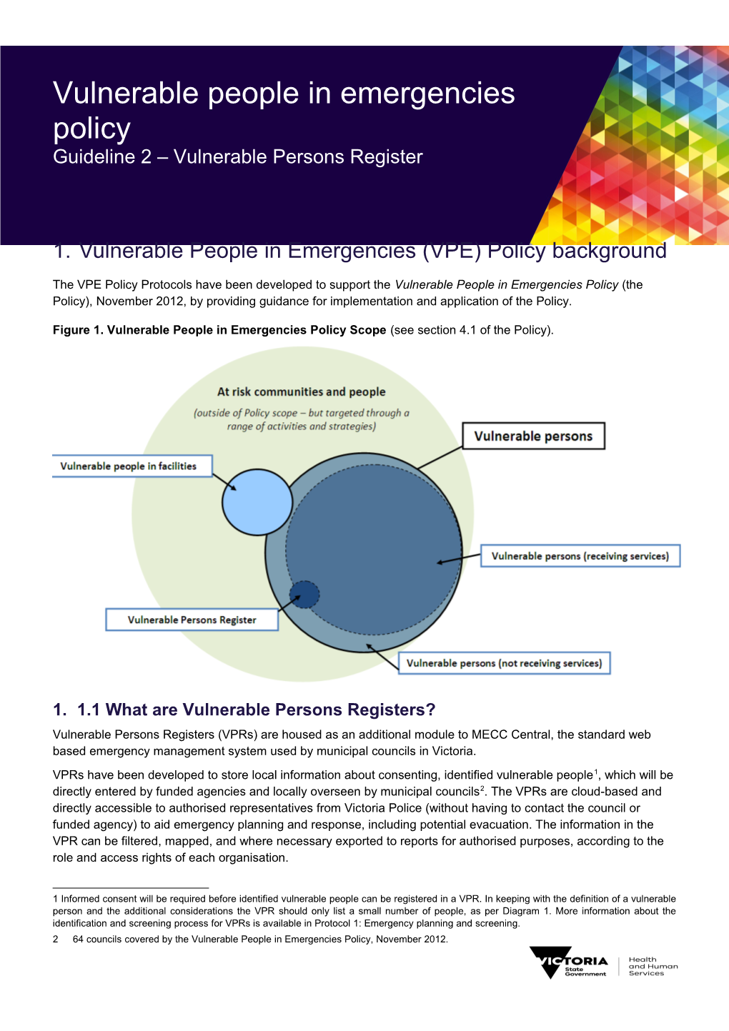 Vulnerable People in Emergencies Policy: Guideline 2 Vulnerable Persons Register